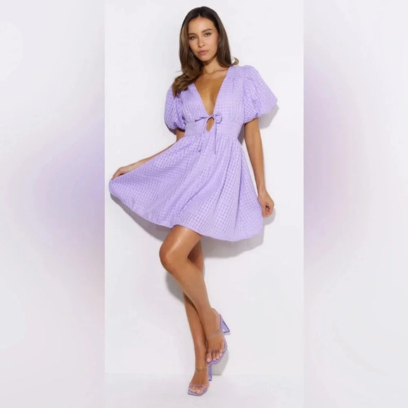 Hello Molly FLOWERS FOR YOU MINI DRESS LILAC - Picture 1 of 6